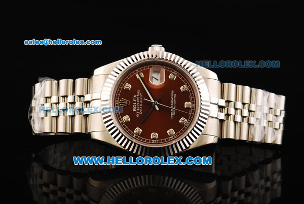 Rolex Datejust II Oyster Perpetual Automatic Movement Full Steel with Brown Dial and Diamond Markers - Click Image to Close